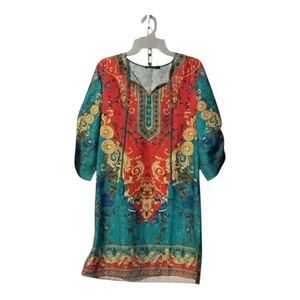 Urban Coco dress/swimsuit cover tassel accents gathered elastic sleeves